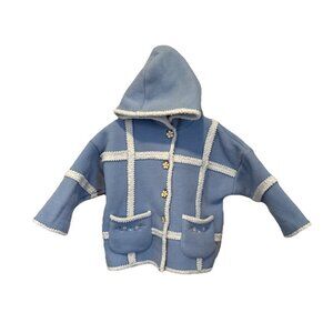 2T Hartstrings blue Coat jackst w/ Pockets Patchwork Floral Embroidery Girls